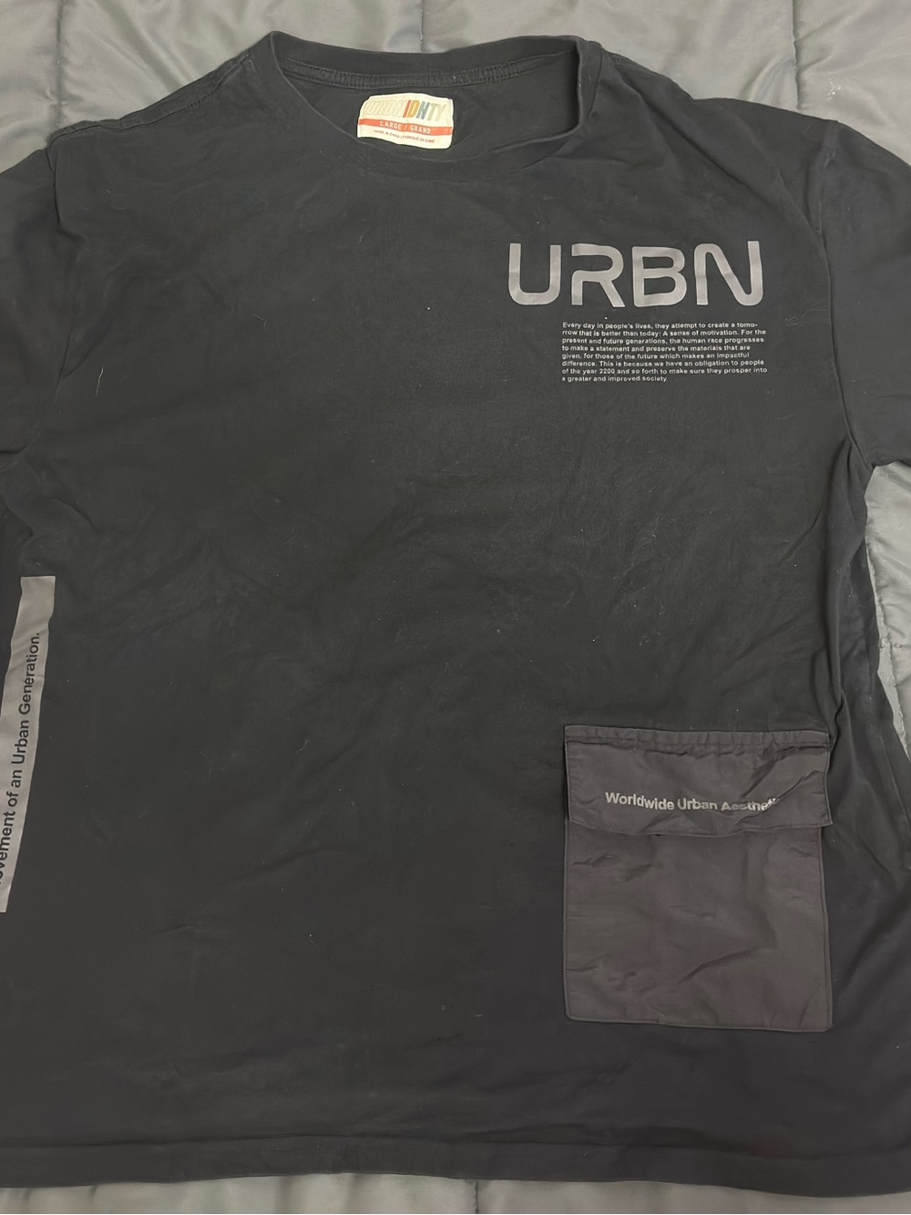 Urban Planet Men’s Black Graphic Pocket Tee